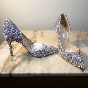 Betsey Johnson Silver Glitter Heels
